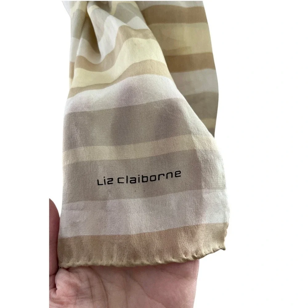 Liz Claiborne Anne Klein Silk Scarf Beige Tan Pink Nuetral‎